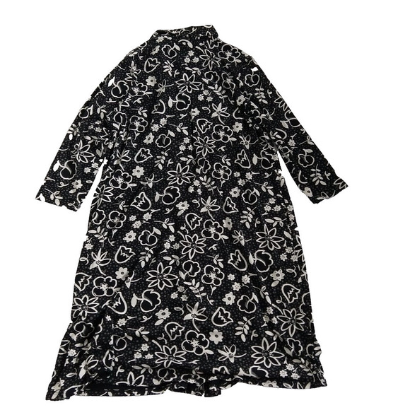J Jill Floral Pima Cotton Blend A Line Shirt Dress Size S Black White Jersey - Picture 8 of 8